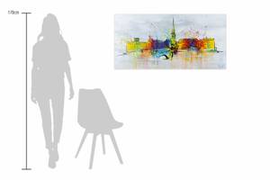 Bild gemalt  Zurich Skyline Silhouette Grau - Massivholz - Textil - Holz teilmassiv - 120 x 60 x 4 cm