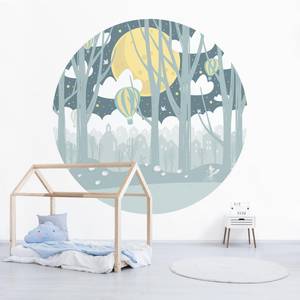 Mond mit Bäumen und Häusern 175 x 175 cm