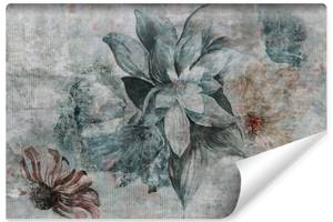 Fototapete BLUMEN Beton Optik Vintage Blau - 460 x 300 x 300 cm