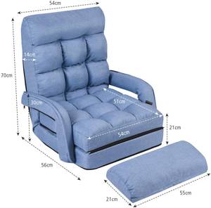 Klappsofa Bodenstuhlsofa Blau - Textil - 56 x 70 x 54 cm