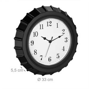 Horloge murale de la forme d’une capsule Noir - Blanc - Verre - Métal - Matière plastique - 33 x 33 x 6 cm