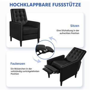 Relaxsessel mit Liegefunktion Fußstütze Schwarz - Kunstleder - 67 x 103 x 82 cm