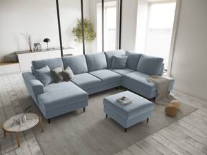 U-Form-Schlafsofa + Box MOGHAN Hellblau