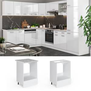 Meuble bas four R-Line, plan de travail Blanc brillant - Blanc