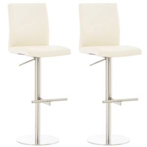 Tabouret de bar Cadiz Lot de 2 Blanc crème - Argenté