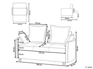 2-Sitzer Sofa HOVIN Schwarz - Grau - Textil - 166 x 84 x 92 cm