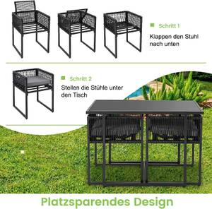 Gartenmöbel-Set Rattan (3er Set) Schwarz - Rattan