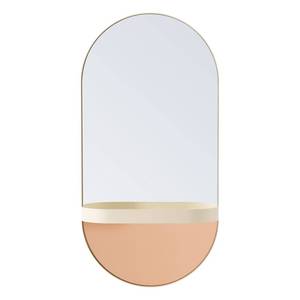 Miroir mural avec étagère oval Beige