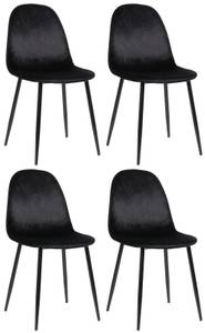 chaise salle à manger Napier Lot de 4 Noir - Fourrure synthétique