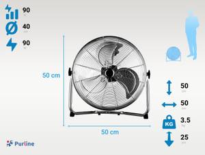 Ventilator VENTY IND 90 Silber - Kunststoff - 50 x 50 x 25 cm