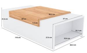 Couchtisch 2001 Weiß - Holzwerkstoff - 110 x 31 x 60 cm