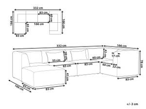 Modulsofa LEMVIG 6-tlg Cremeweiß - Weiß - 332 x 166 cm