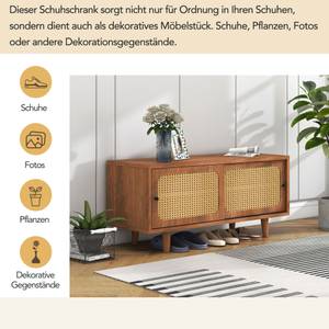 Schuhkommode Natur Ⅱ Braun - Holzwerkstoff - Polyrattan - 40 x 48 x 104 cm