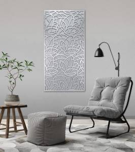 Metallbild Blumen der Ewigkeit Silber - Metall - 60 x 120 x 3 cm
