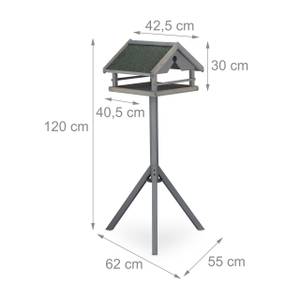 Mangeoire oiseaux extérieur avec support Gris - Vert - Bois manufacturé - Matière plastique - 62 x 120 x 55 cm