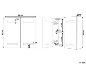 Bad-Spiegelschrank TALAGAPA Silber - Weiß - Holzwerkstoff - 60 x 60 x 14 cm