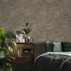 Vliestapete Beton Metallic Braun - Papier - Kunststoff - Textil - 52 x 52 x 1000 cm