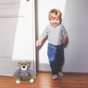 Türstopper Teddybär Schwarz - Braun - Weiß - Naturfaser - Textil - 22 x 21 x 15 cm