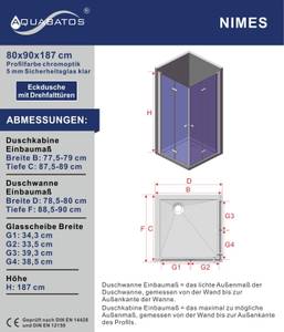 Duschkabine Eckeinstieg mit Falttüren 80 x 90 cm