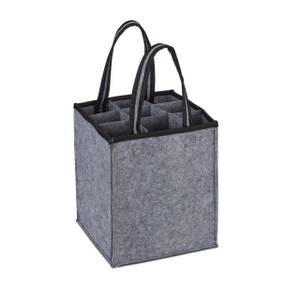 Flaschentasche für 9 Flaschen Filz Schwarz - Grau - Textil - 24 x 45 x 24 cm