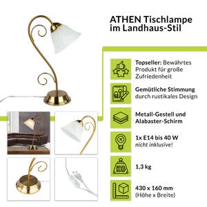 Lampe de table ATHEN Blanc - Verre - Métal - 16 x 43 x 22 cm