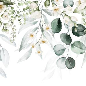 Papier peint Feuilles fleurs aquarelles 180 x 120 x 120 cm