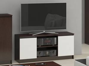 Meuble TV K140 2T 1S CLP Imitation wengé - Blanc