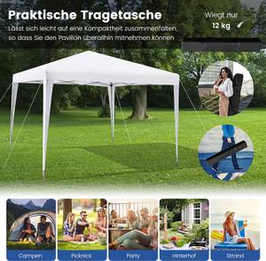 Faltpavillon NP10894 Weiß - Metall - Kunststoff - 295 x 255 x 295 cm