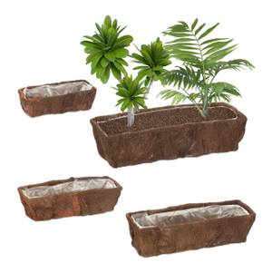 Lot de 4 jardinières Marron - Bois manufacturé - Fibres naturelles - Matière plastique - 58 x 14 x 20 cm