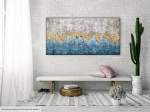 Acrylbild handgemalt Ambivalenz Blau - Grau - Massivholz - Textil - 140 x 70 x 4 cm