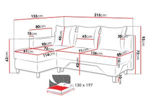 Ecksofa Tom Schwarz - Ecke davorstehend links