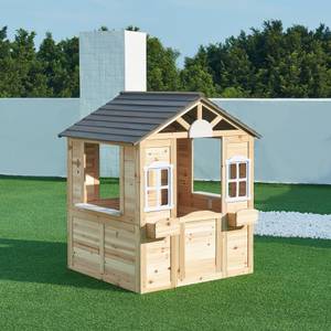 Outdoor-Kinderspielhaus Acciano Braun - Grau - Massivholz - Holzart/Dekor - 113 x 131 x 97 cm