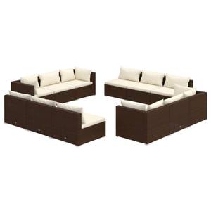 Salon de jardin (lot de 12) 3013631-9 Marron - Blanc - Métal - Polyrotin - 70 x 61 x 70 cm