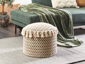 Pouf PIRAK Beige - Blanc - Fibres naturelles - 50 x 35 x 50 cm