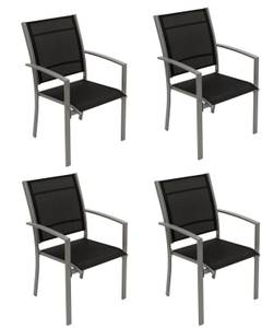 Stapelsessel PINO (4er Set) Schwarz - Grau - Metall - Kunststoff - 55 x 89 x 64 cm