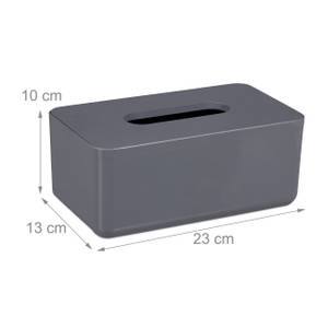 Tücherbox mit Bambusdeckel Grau - Bambus - Kunststoff - 23 x 10 x 13 cm