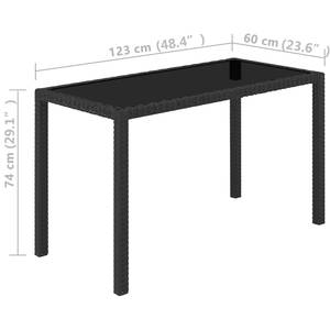 Ensemble de salle à manger d'extérieur Noir - Matière plastique - Polyrotin - 60 x 74 x 123 cm