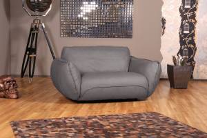 Loveseat DAVITO Leder Grau - Echtleder - 174 x 88 x 108 cm