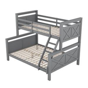 lit superposé M471 Gris - Bois massif - 148 x 160 x 206 cm