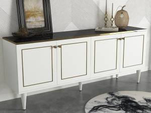 Sideboard Ravenna Weiß Marmor Optik Weiß - Holzwerkstoff - 180 x 76 x 40 cm