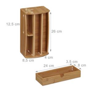 Distributeur de bureau 4 compartiments Marron - Bambou - Bois manufacturé - 28 x 11 x 15 cm