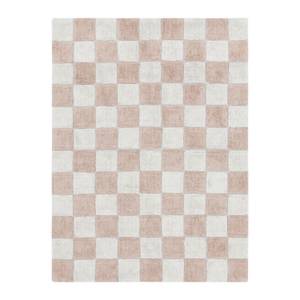 Rosa und beige karierter Teppich Pink - Naturfaser - 120 x 1 x 160 cm