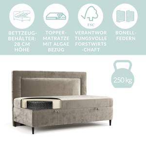 Boxspringbett Demi Beige - H2 - Tiefe: 80 cm