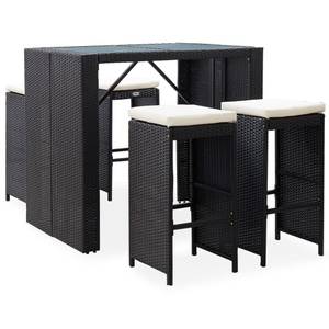 Bistro-Set-k364 ( 5-tlg ) Schwarz - Massivholz - Höhe: 1 cm