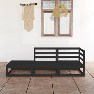 Salon de jardin (lot de 3) 3009909-1 Noir - Bois massif - Bois/Imitation - 70 x 30 x 70 cm