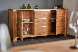 KAWOLA Sideboard LIAN Eiche Braun - Massivholz - Holzart/Dekor - 175 x 85 x 40 cm