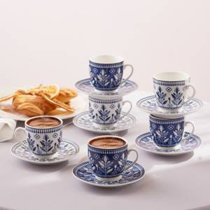 Kaffeetassen-Set Peyker (6er Set) Blau - Weiß - Porzellan - 11 x 11 x 11 cm