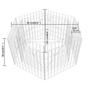 Lit surélevé en gabion Argenté - Métal - 90 x 50 x 100 cm