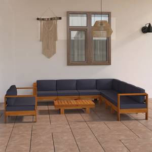 Garten-Lounge-Set (9-teilig) 3006534-10 Grau - Massivholz - Holzart/Dekor - 60 x 25 x 100 cm