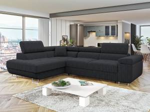 Ecksofa Torezio Cord Schwarz - Ecke davorstehend links